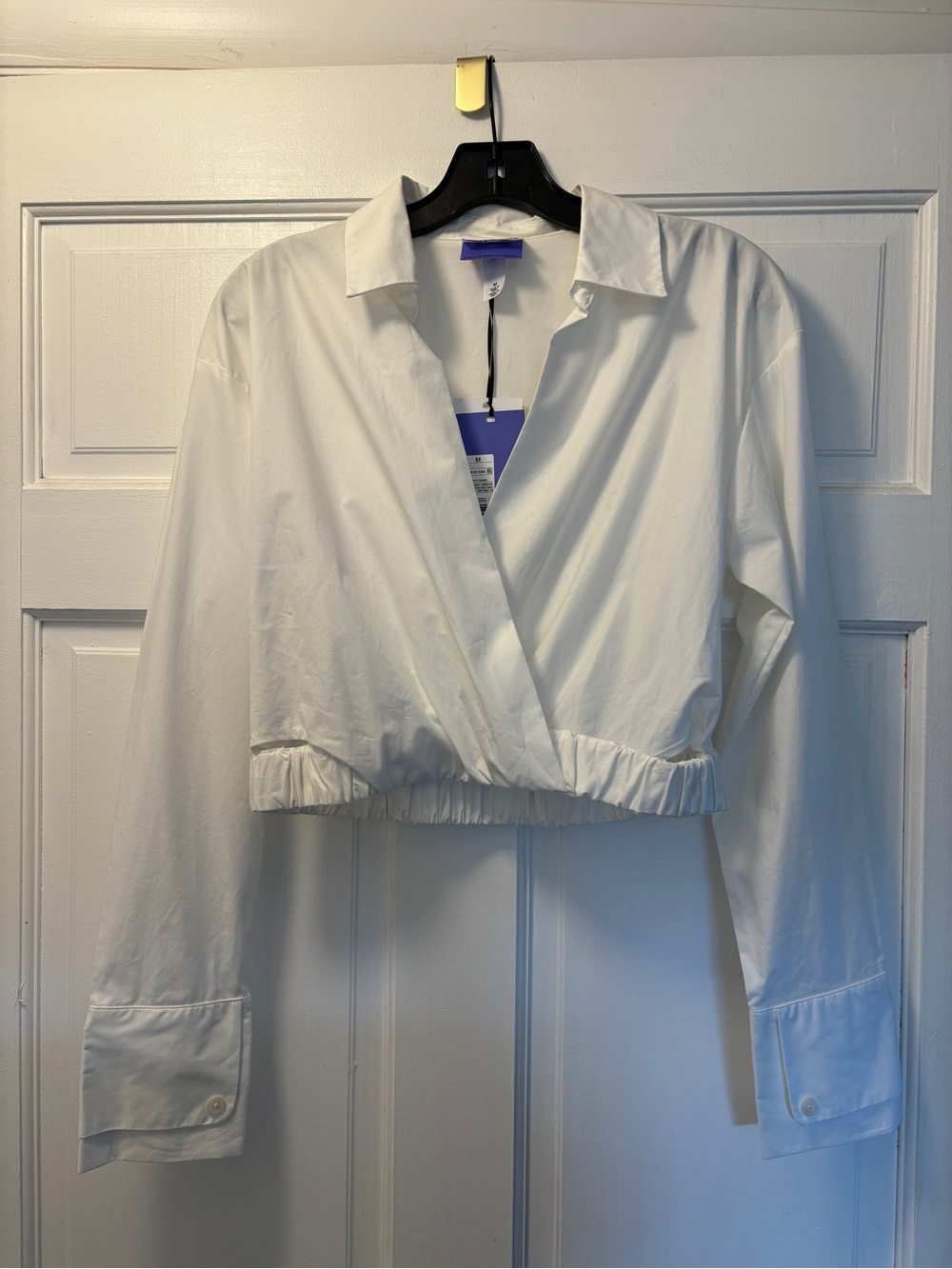Cropped White Wrap Blouse by Kahlana Barfield Brown